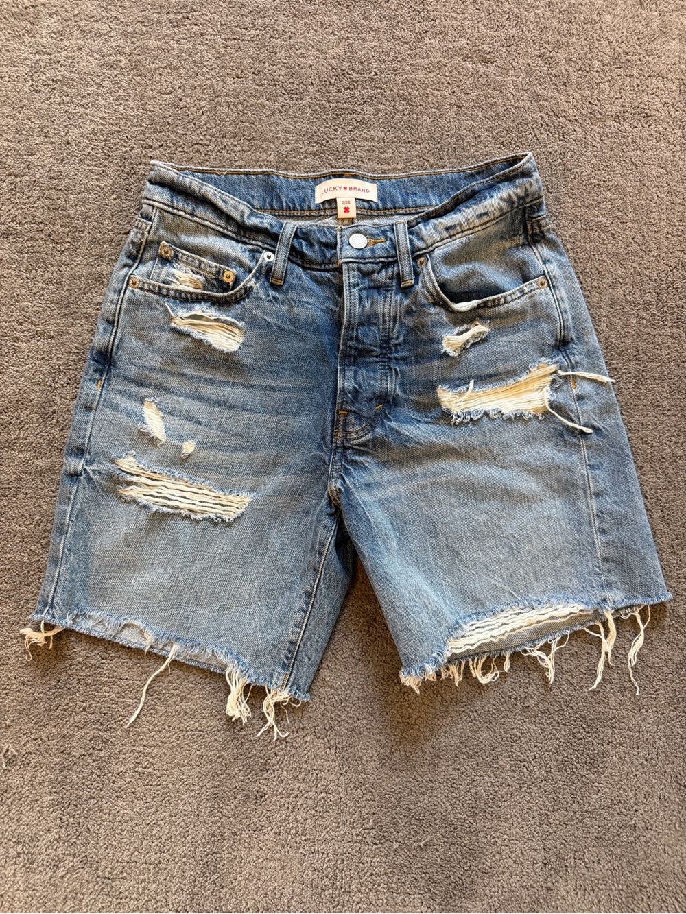 Lucky Brand 90s Loose Short Light Blue Button-Fly Denim Shorts